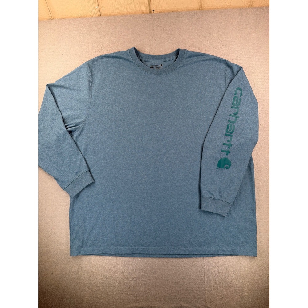 Carhartt Mens 3XL Loose Fit Long Sleeve Graphic Logo Shirt Blue Heather TK0231-M